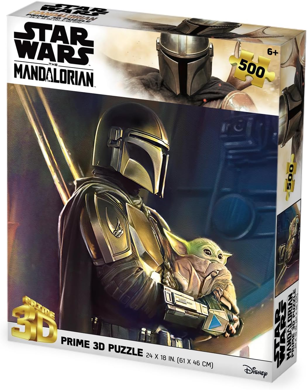 Prime 3D Mandalorian Star Wars Puzzle – 500 Piece 3D Lenticular Jigsaw for Adults & Kids, 24"x18" Motion Activity, Official Licensed Disney Gift-3