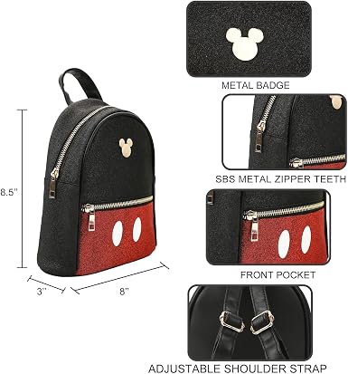 Disney Mickey Mouse Black 8.5  Micro Mini Backpack-5
