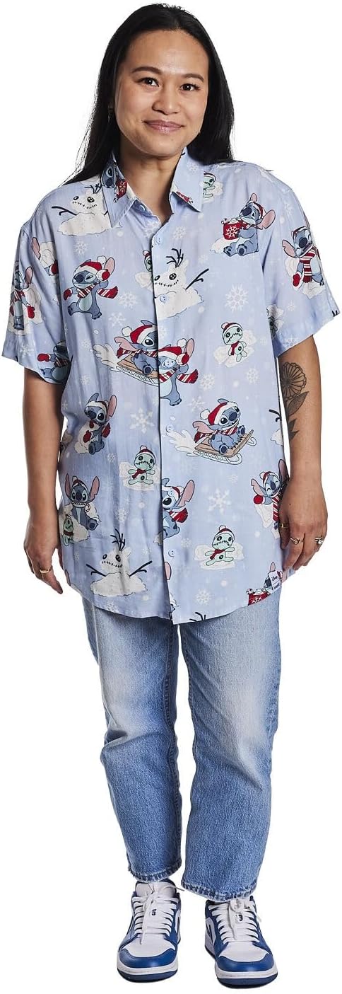 Loungefly Disney Lilo & Stitch Snow Angel Camp Shirt
