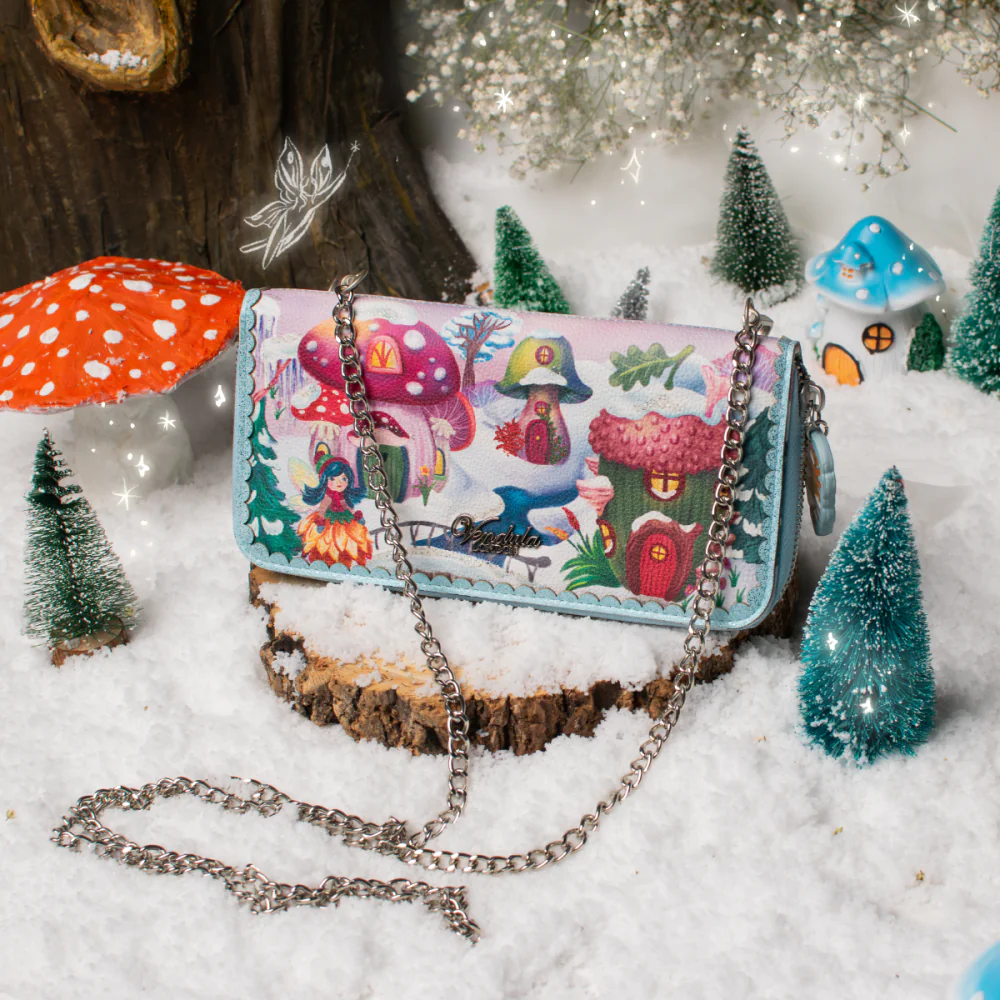 Vendula London Fairy Village Snowflake Large Ziparound Crossbody Wallet-1
