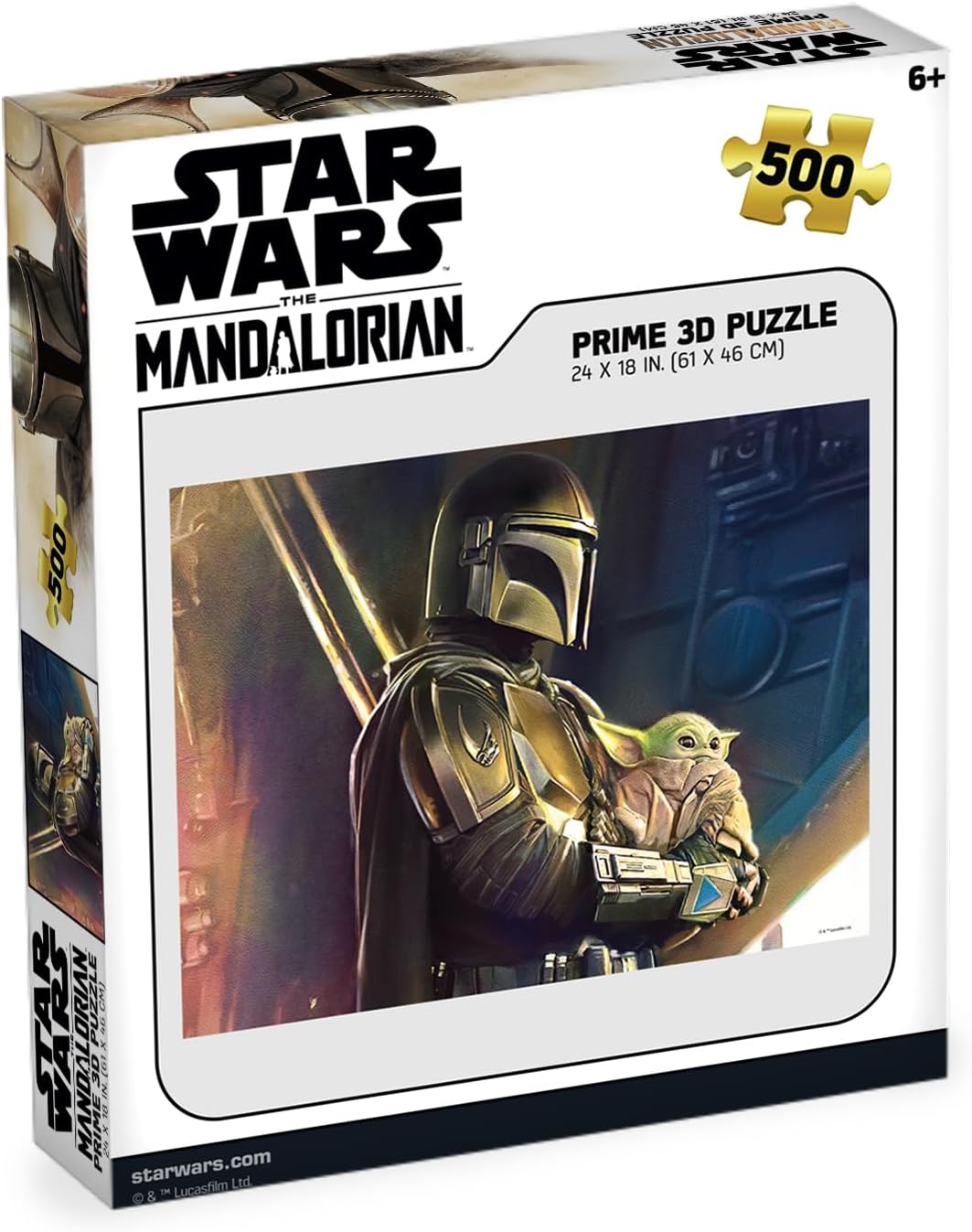 Prime 3D Mandalorian Star Wars Puzzle – 500 Piece 3D Lenticular Jigsaw for Adults & Kids, 24"x18" Motion Activity, Official Licensed Disney Gift-zoom-4