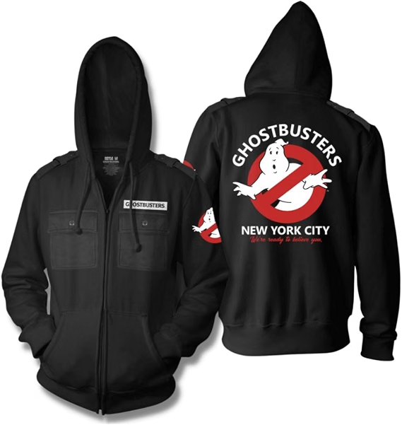 Ripple Junction Ghostbusters Men's Authentic Full Zip Hooded Sweatshirt w/Chest Pockets Epaulettes-zoom-1