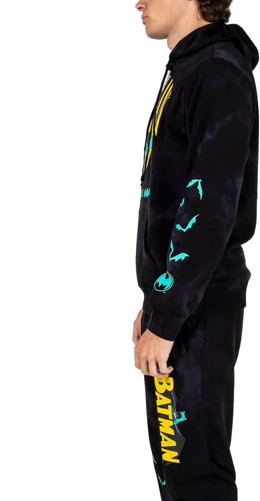 Batman Gotham City Black Wash Mens Hoodie & Jogger Set-4