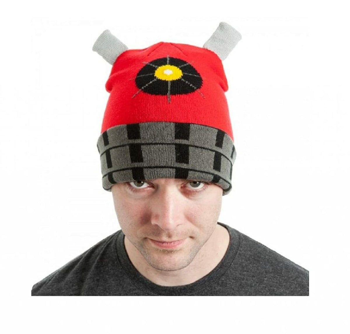 Doctor Who Red Dalek Cuffed Beanie Hat-zoom-1