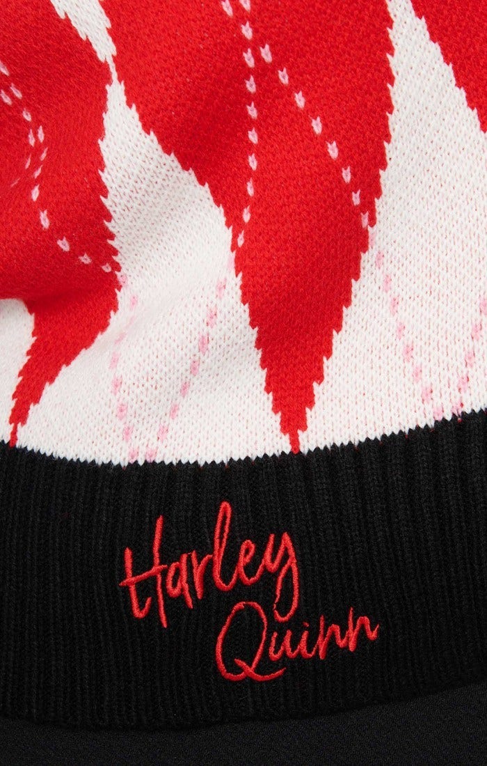 Unique Vintage Harley Quinn x Smak Parlour black and red argyle XOXO Cardigan-6