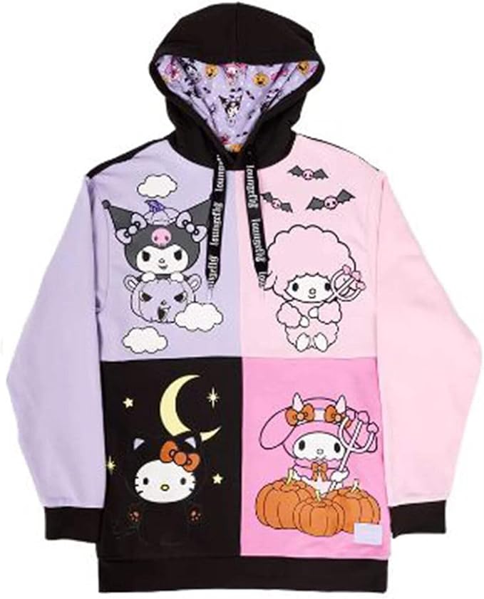 Loungefly Apparel Sanrio Kuromi and My Melody Halloween hooded sweatshirt