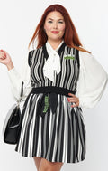 Beetlejuice x Unique Vintage Black & White Stripe Crop Sweater Vest