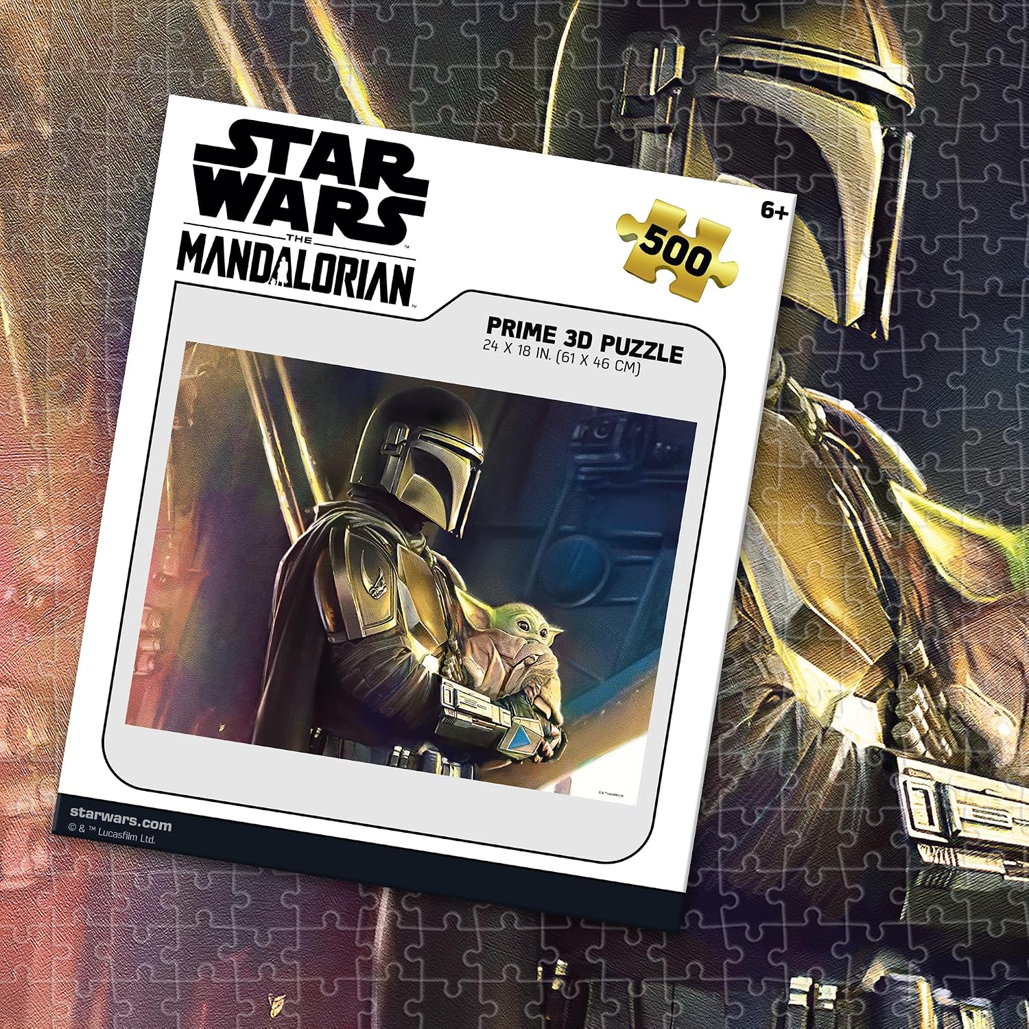 Prime 3D Mandalorian Star Wars Puzzle – 500 Piece 3D Lenticular Jigsaw for Adults & Kids, 24"x18" Motion Activity, Official Licensed Disney Gift-zoom-6
