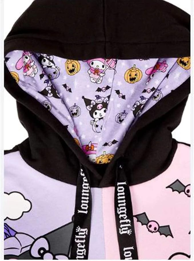 Loungefly Apparel Sanrio Kuromi and My Melody Halloween hooded sweatshirt