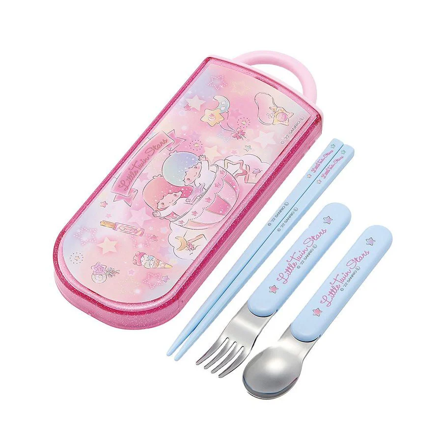 Sanrio Little Twins Stars Utensil set with carrying case-2