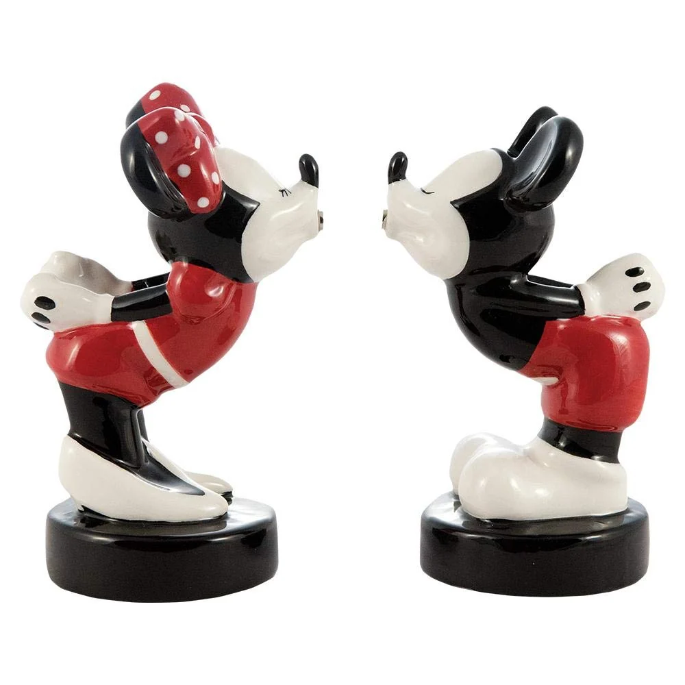 Disney Mickey & Minnie Magnetic Sculpted Ceramic Salt & Pepper Set Shakers Gift