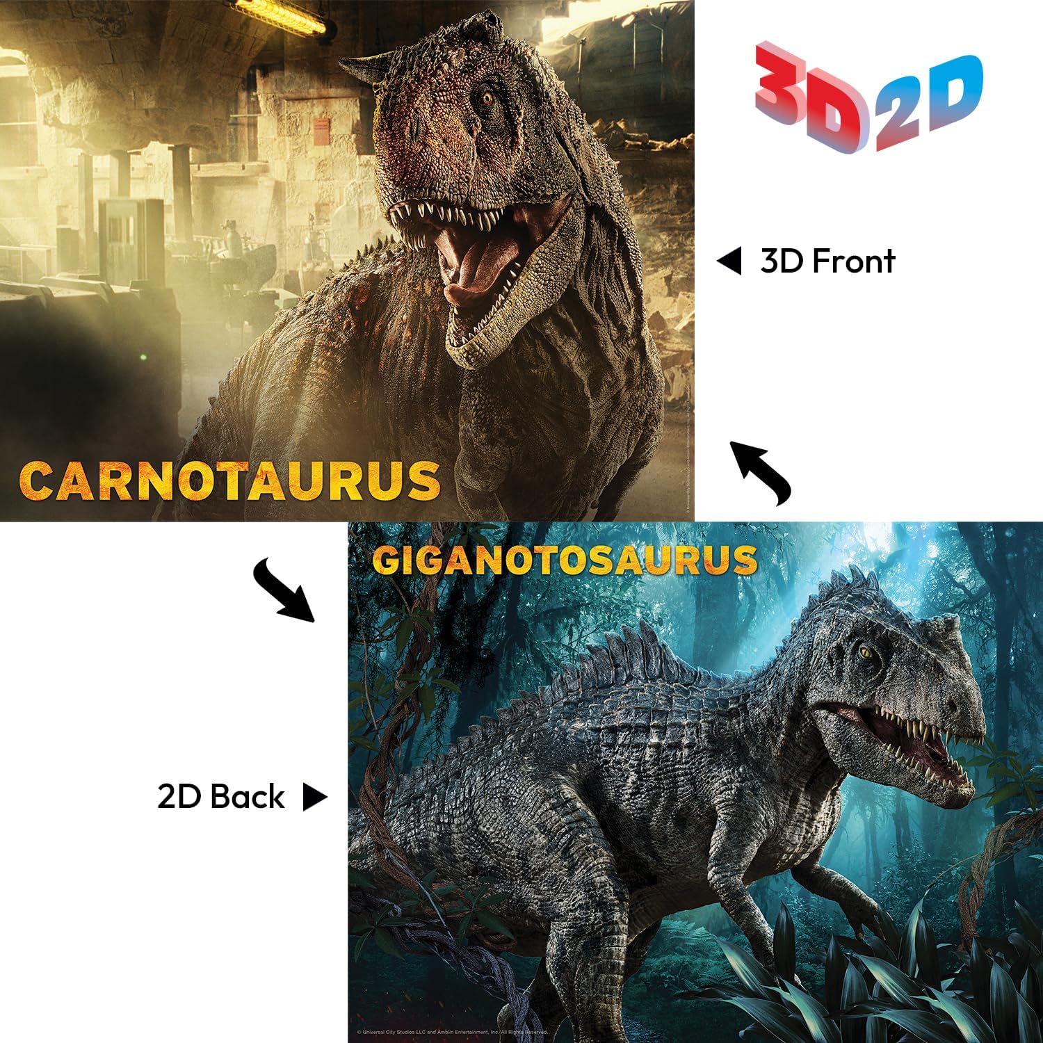 Jurassic World | 500-Piece 3D/2D Double-Sided Jigsaw Puzzle for Adults & Kids | Size 24" x 18" | Challenging & Fun for Adults, Kids & Families | Immersive 3D Lenticular Effect-9