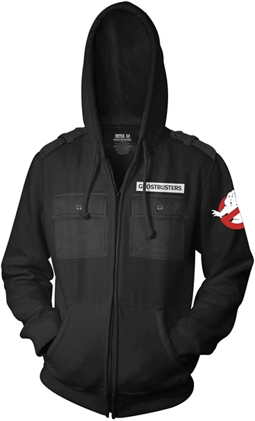 Ripple Junction Ghostbusters Men's Authentic Full Zip Hooded Sweatshirt w/Chest Pockets Epaulettes-2