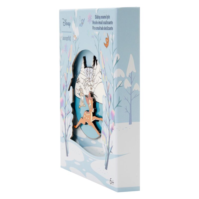 Disney Loungefly 3'' Collector Box Pin Bambi Snow Day Ice Skating-zoom-3