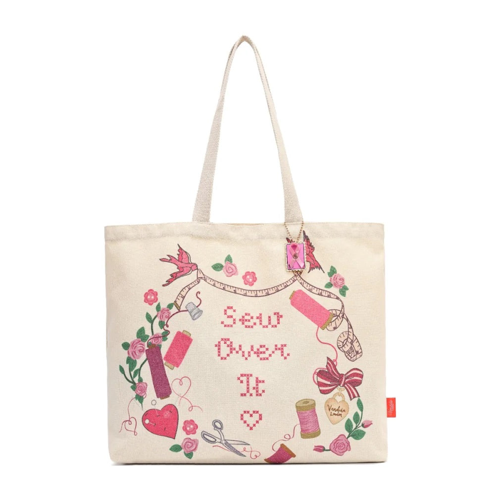Vendula London Sewing Box Scrapbook Canvas Tote Bag