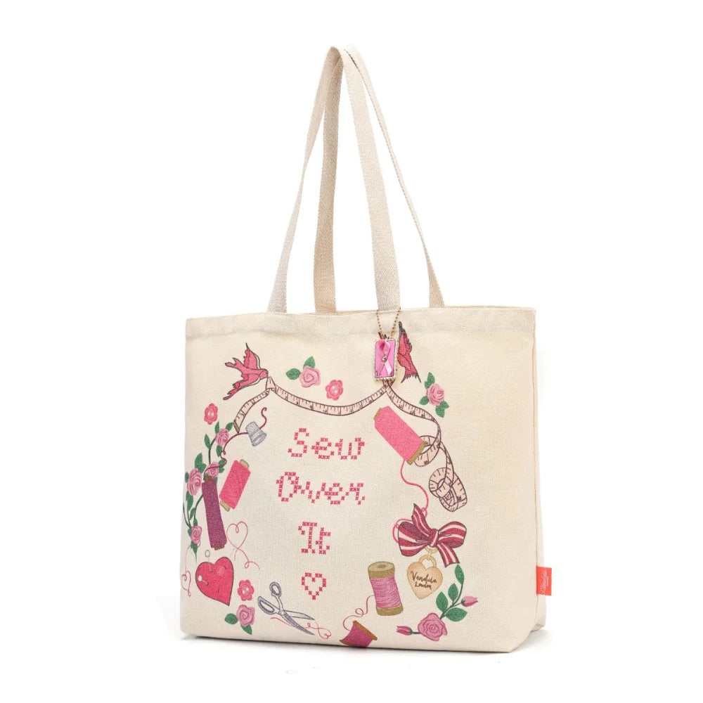 Vendula London Sewing Box Scrapbook Canvas Tote Bag