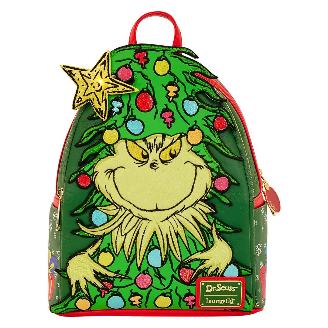 Loungefly Dr. Seuss How the Grinch Stole Christmas! Tree Light Up Plush Mini Backpack-zoom-2
