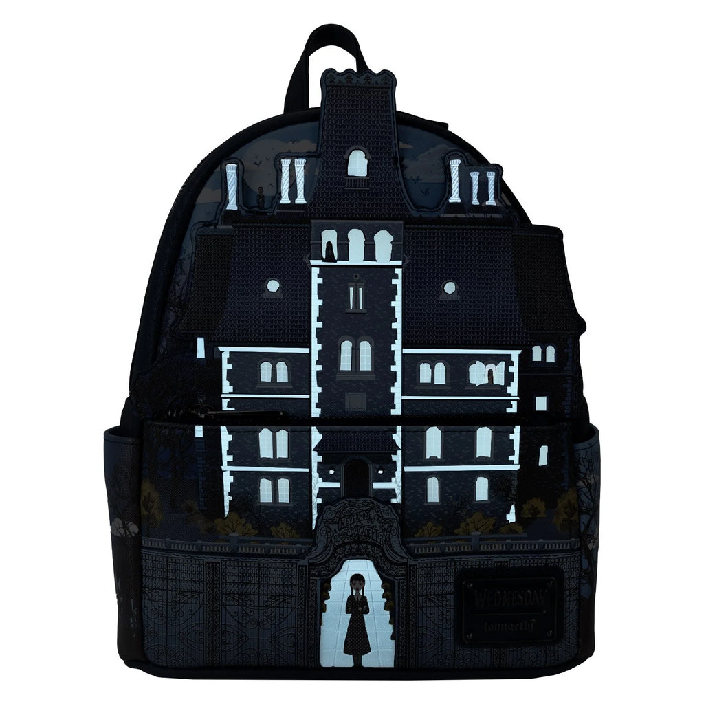 Loungefly MGM Wednesday Nevermore Academy Castle Glow Mini Backpack