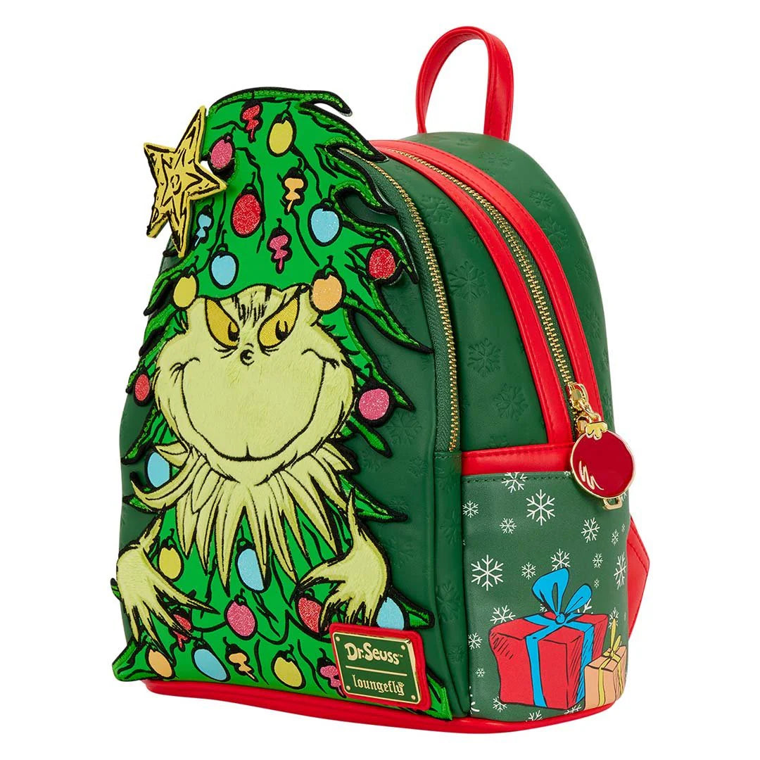 Loungefly Dr. Seuss How the Grinch Stole Christmas! Tree Light Up Plush Mini Backpack-zoom-3