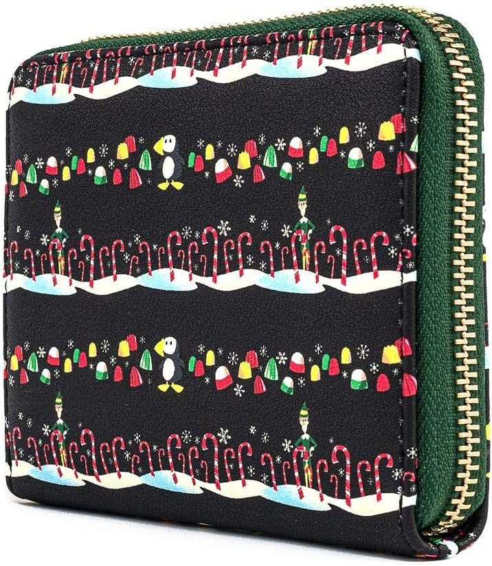 Loungefly Elf Buddy Candy Cane Forest Allover Print Zip-Around Wallet-zoom-3