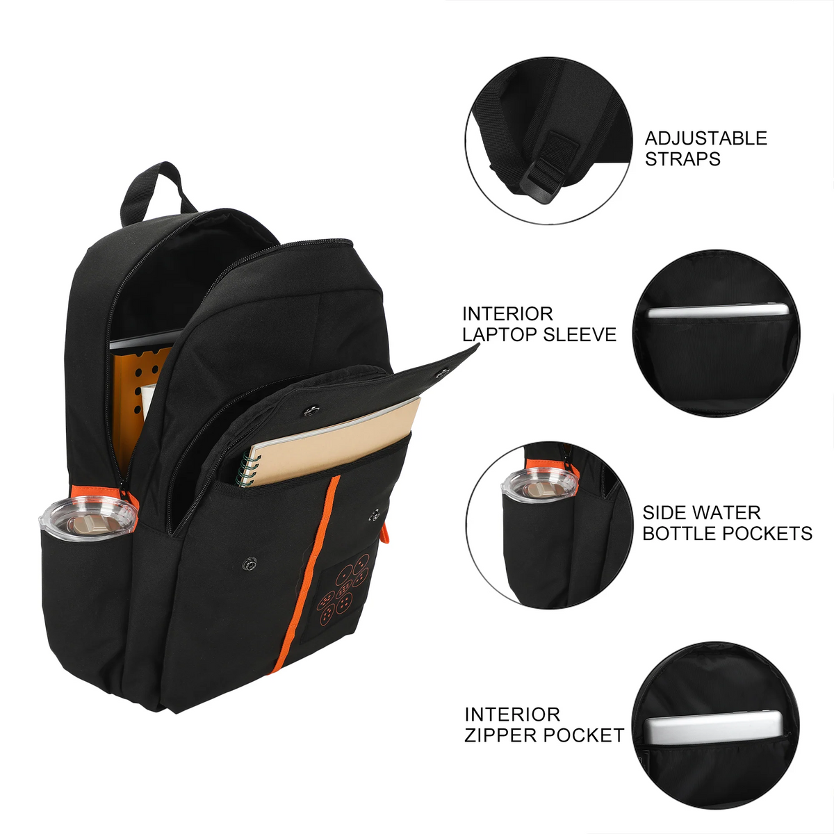DRAGON BALL Z GOKU SYMBOLS BLACK 17.5" ADULT COMMUTER BACKPACK-7