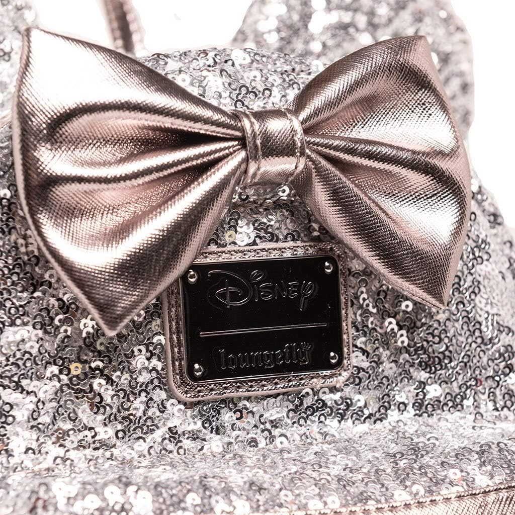 Loungefly Disney Minnie Mouse Silver and Pink Sequin Mini Backpack-4