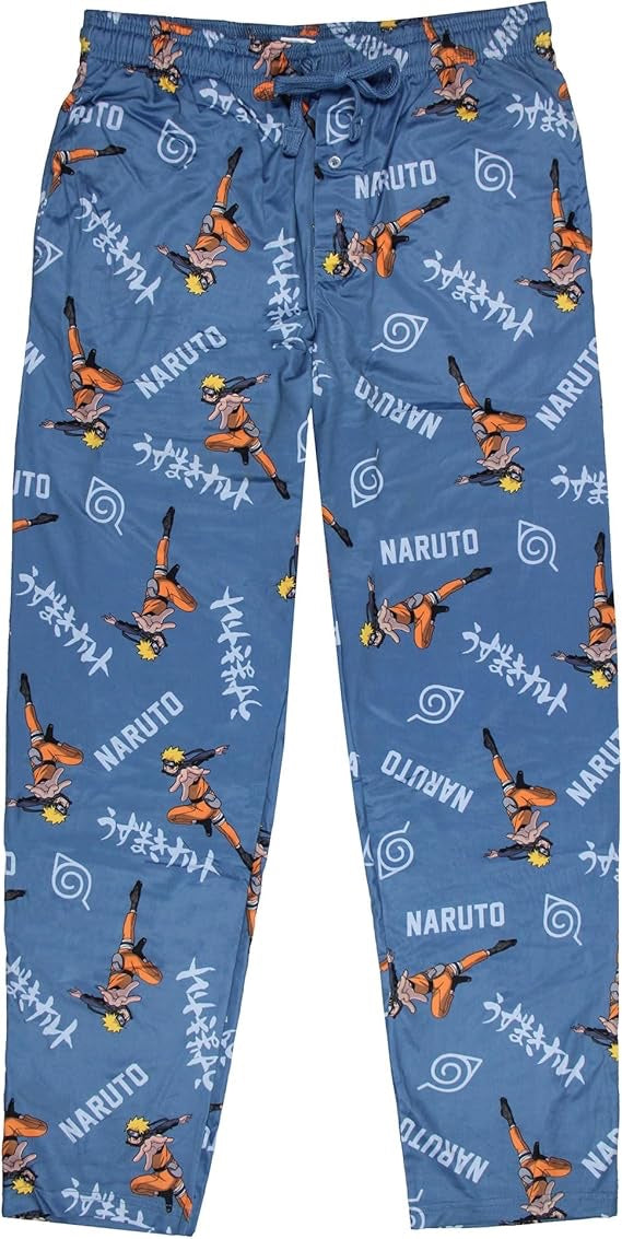 Naruto Shippuden Anime Cartoon Mens Blue All Over Print Sleep Pajama Pants-zoom-5