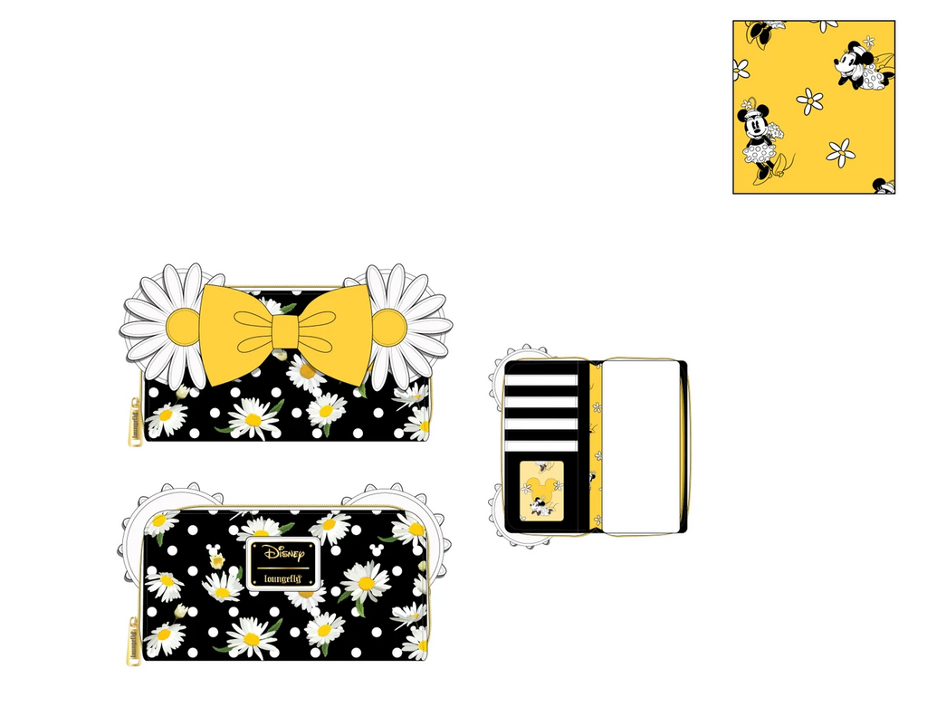 Loungefly Disney Minnie Mouse Daisies Zip Around Wallet