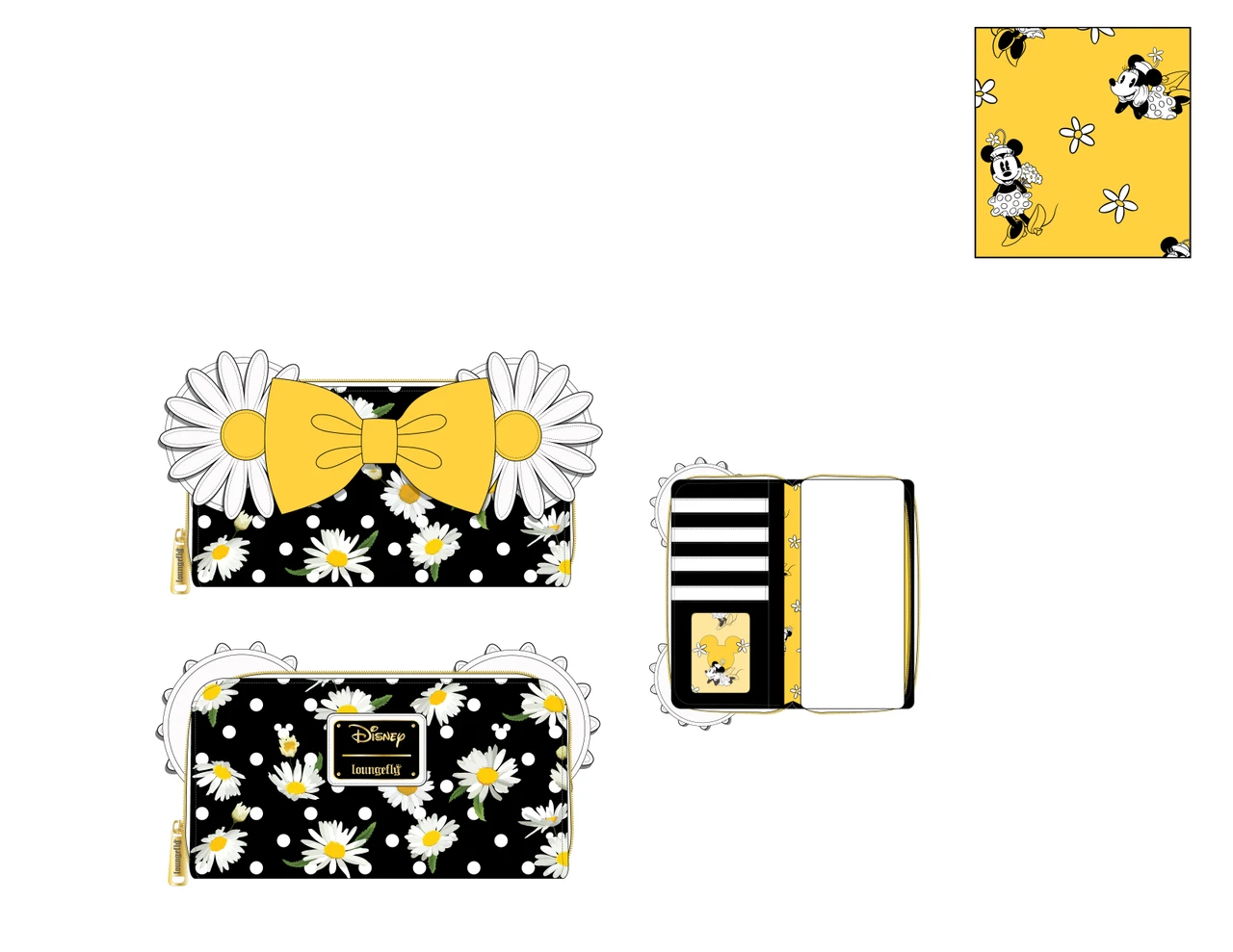 Loungefly Disney Minnie Mouse Daisies Zip Around Wallet