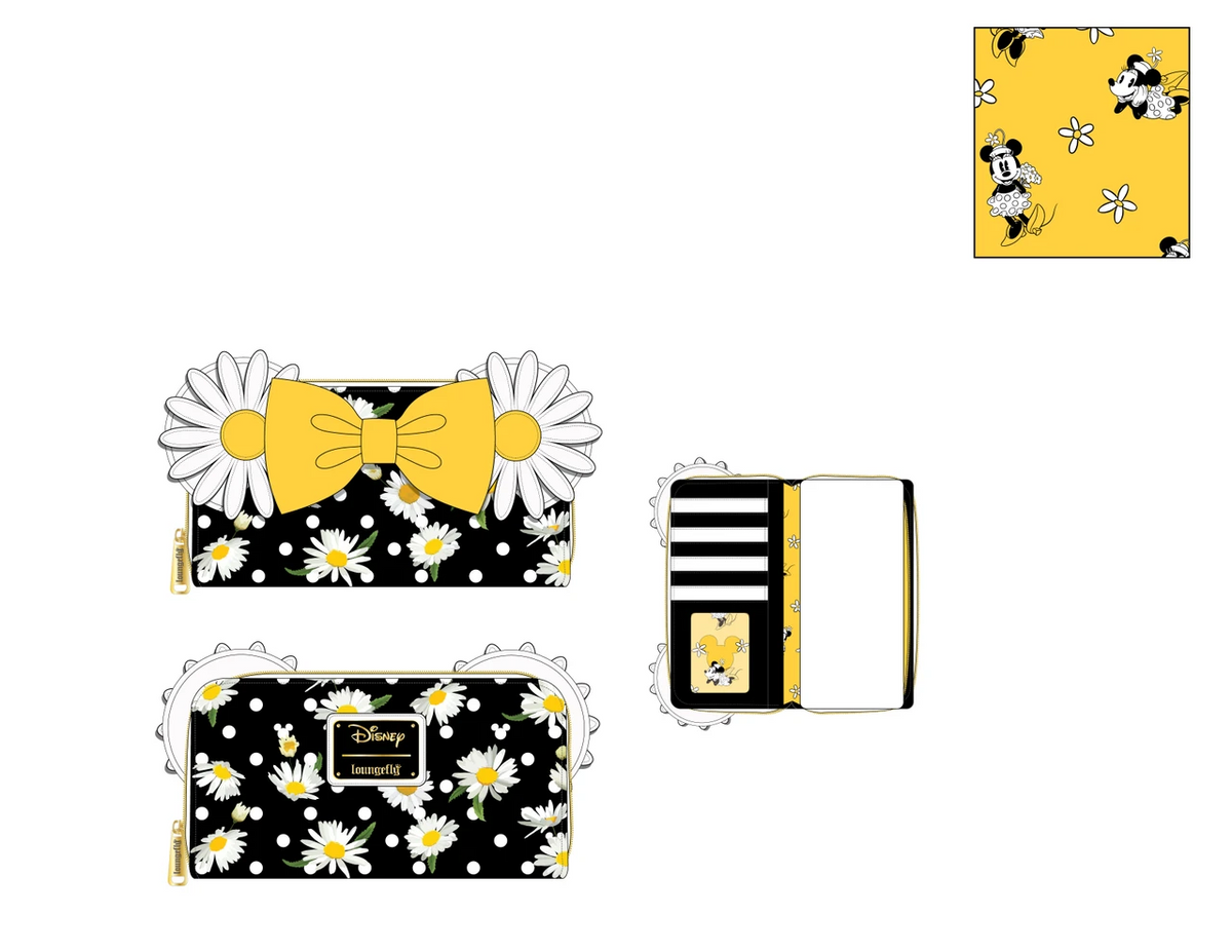 Loungefly Disney Minnie Mouse Daisies Zip Around Wallet-zoom-3