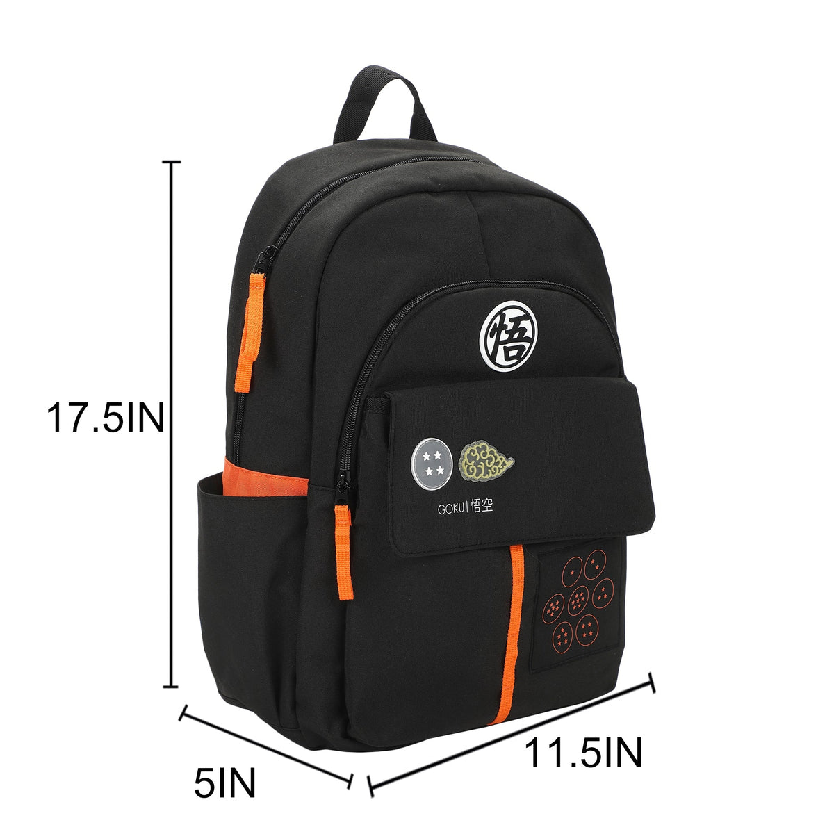 DRAGON BALL Z GOKU SYMBOLS BLACK 17.5" ADULT COMMUTER BACKPACK-4