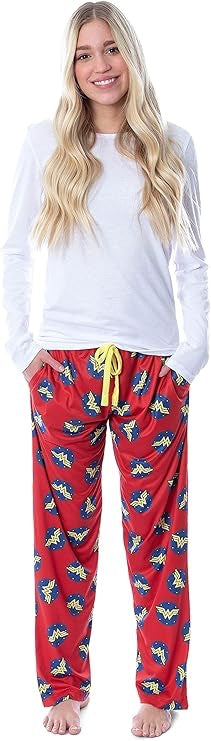 Wonder Woman DC Comics Red AOP Womens Sleep Pajama Pants-zoom-2