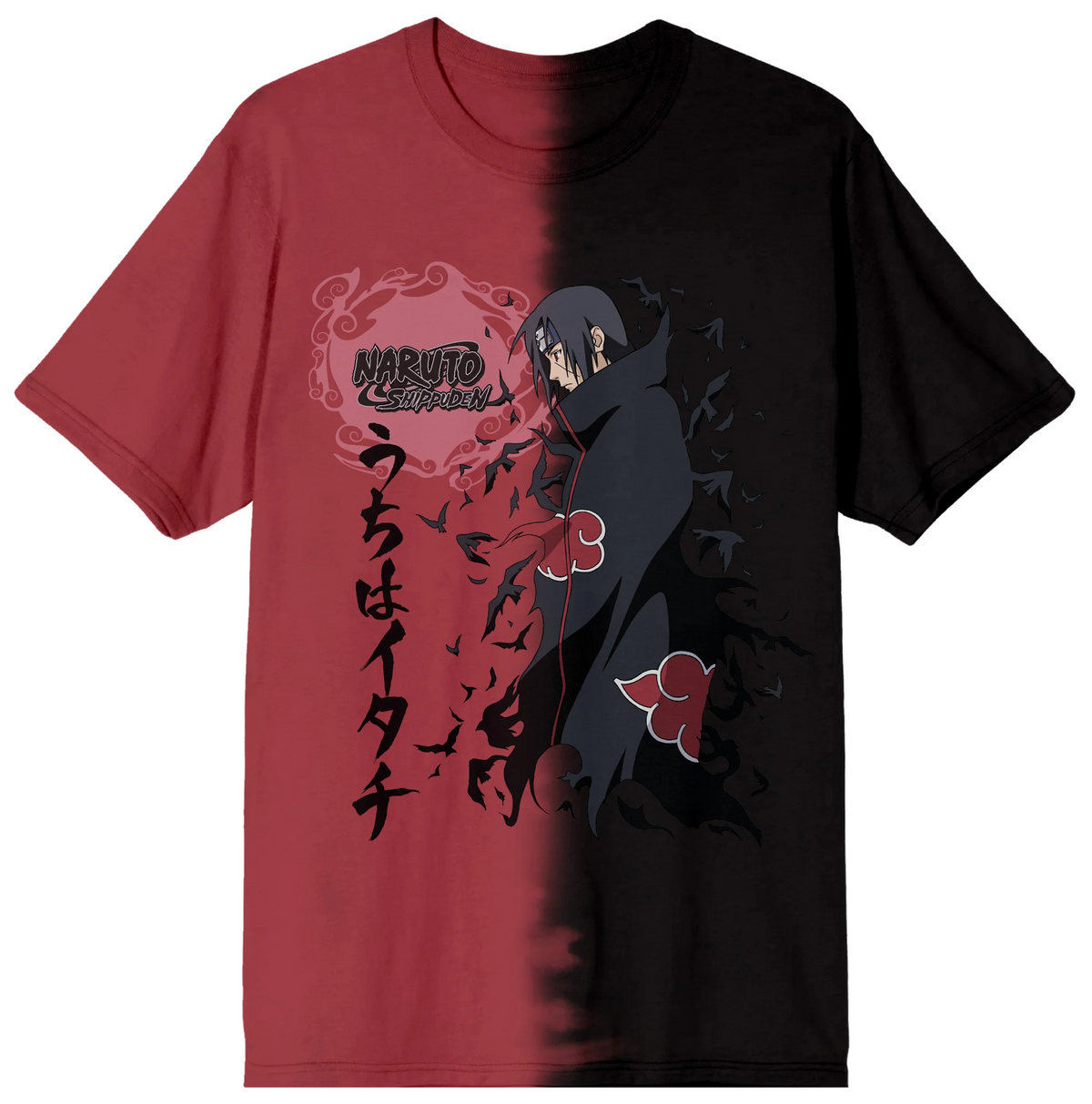 NARUTO SHIPPUDEN ITACHI AKATSUKI SPLIT DYE SHORT SLEEVE T SHIRT-zoom-1