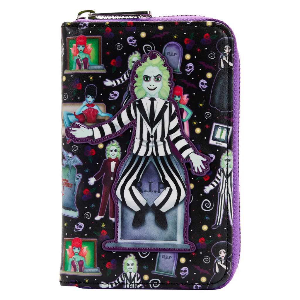 Loungefly Beetlejuice Icons Allover Print Zip-Around Wallet