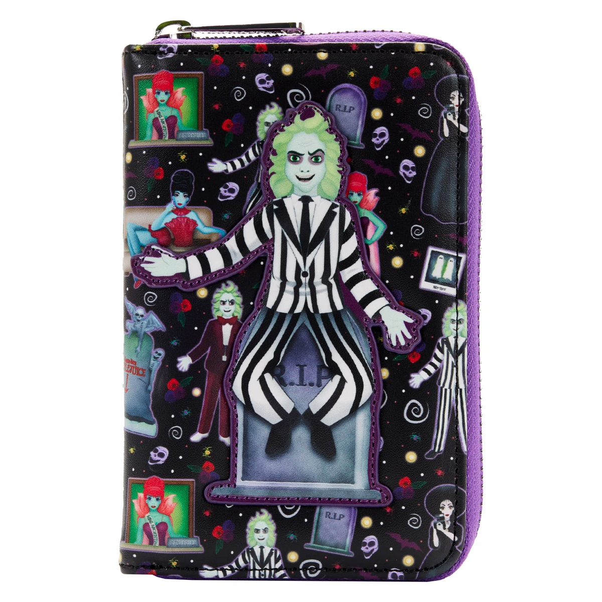 Loungefly Beetlejuice Icons Allover Print Zip-Around Wallet