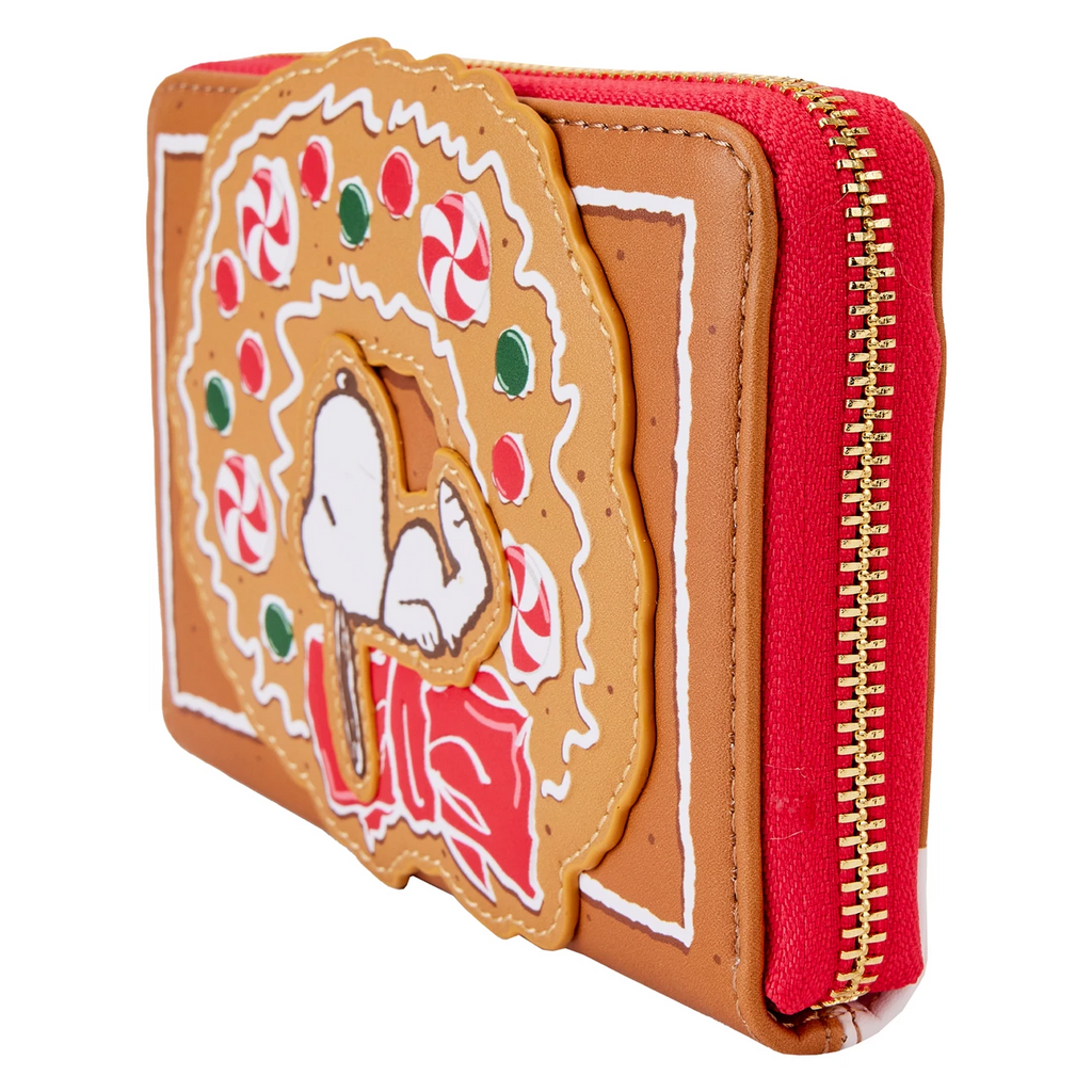 Loungefly Peanuts Snoopy Gingerbread Wreath Zip-Around Wallet