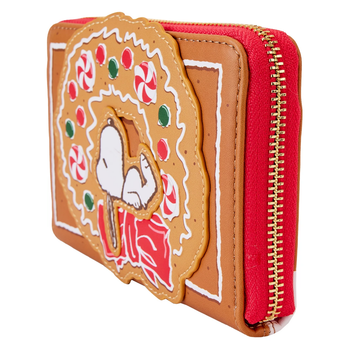Loungefly Peanuts Snoopy Gingerbread Wreath Zip-Around Wallet-4