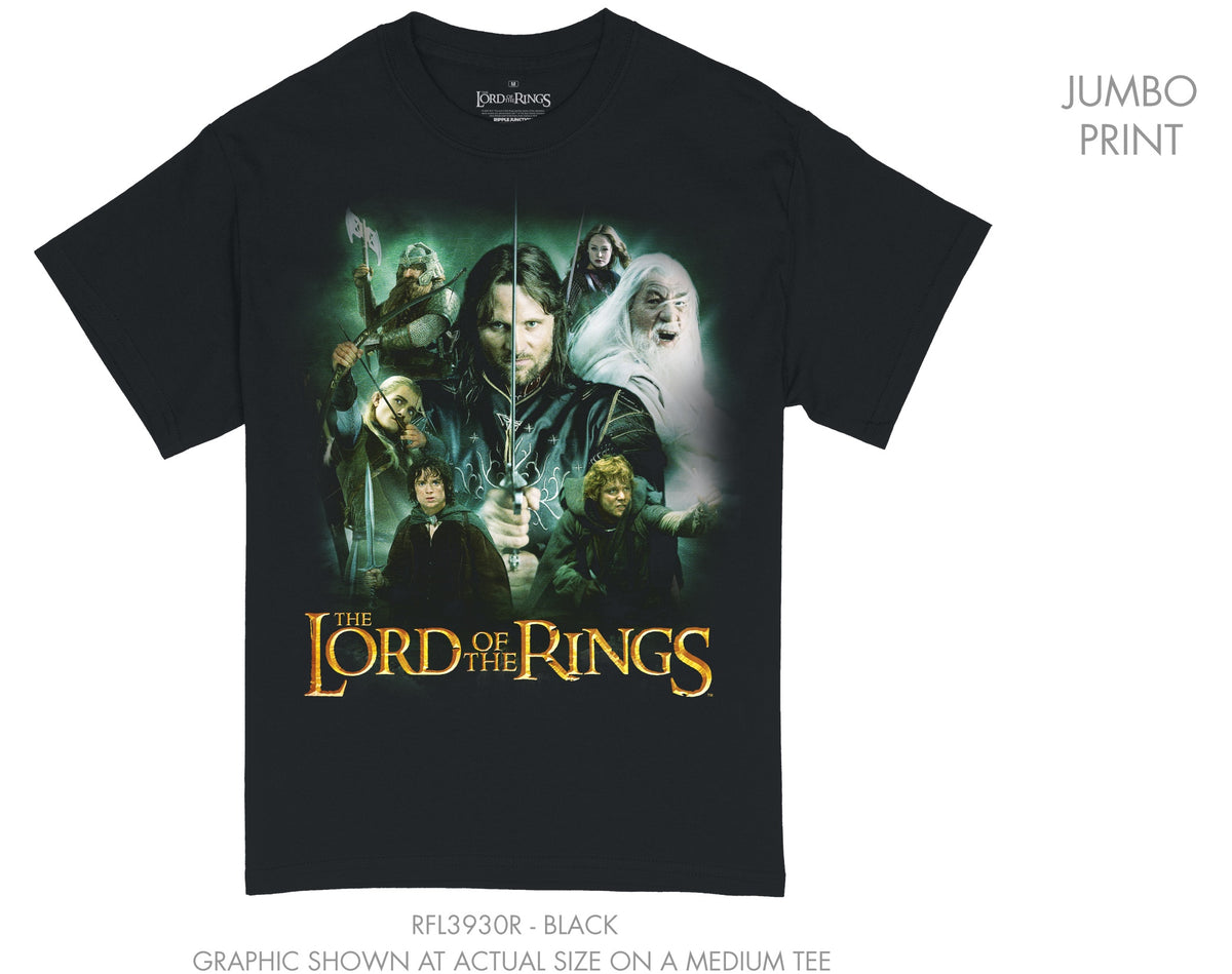 T Shirt Lord of the Rings Fellowship Jumbo character poster BLK