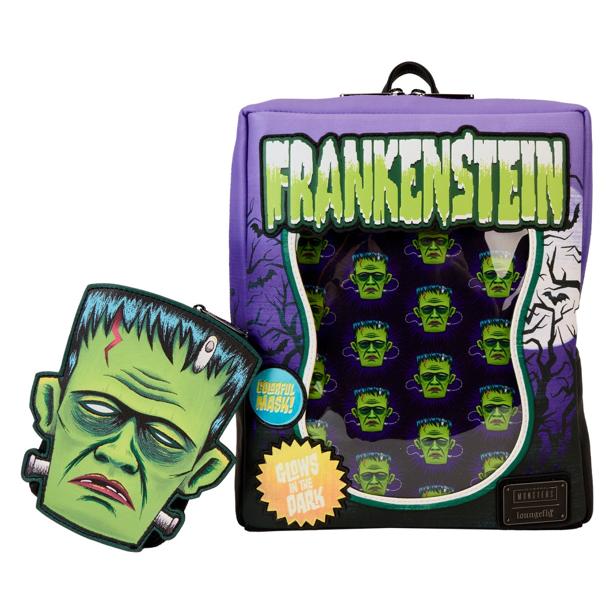 Loungefly Universal Monsters Frankenstein Neon Mask Mini Backpack-zoom-5