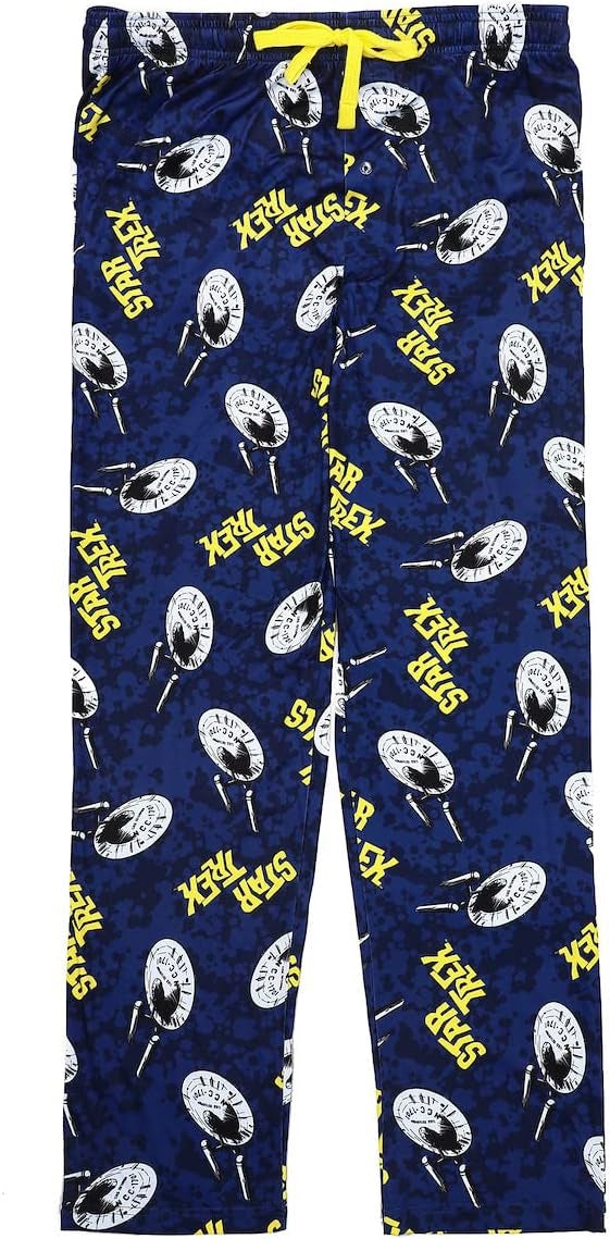 Star Trek Emblem And Lightning Bolts Men's Navy Sleep Pajama Pants-zoom-1