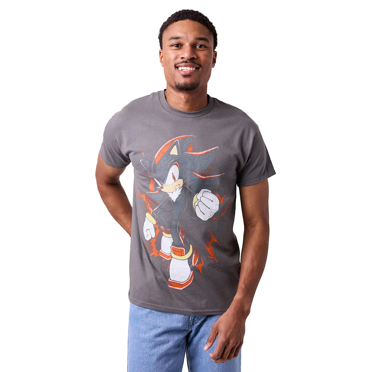 Sonic The Hedgehog Shadow vintage adult black crew neck short sleeve t shirt-4