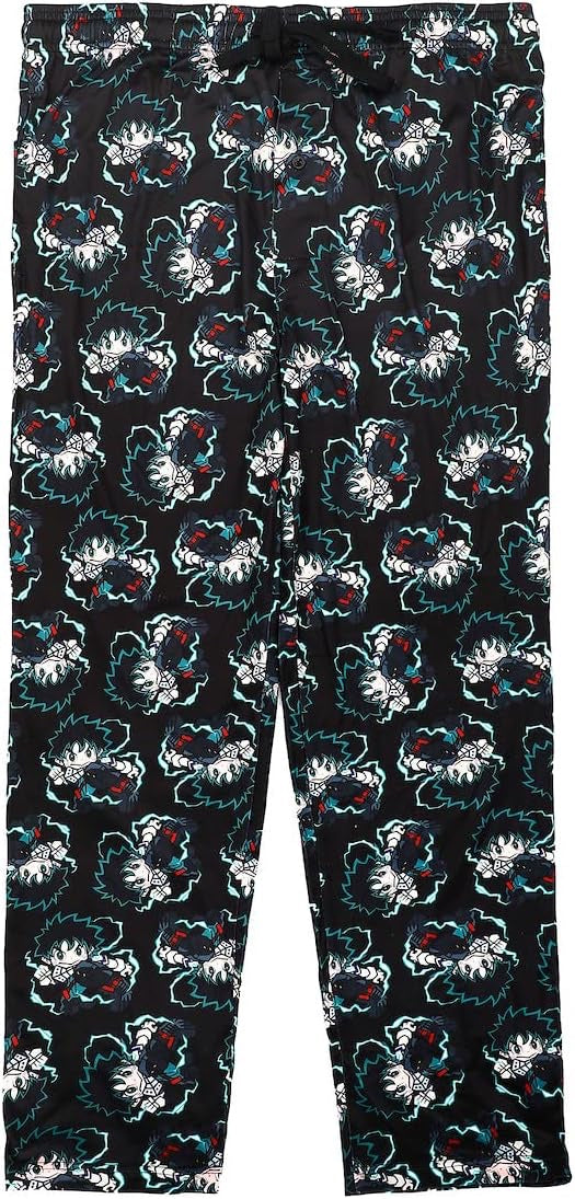 My Hero Academia Deku Midoriya Mens AOP Black Sleep Pajama Pants