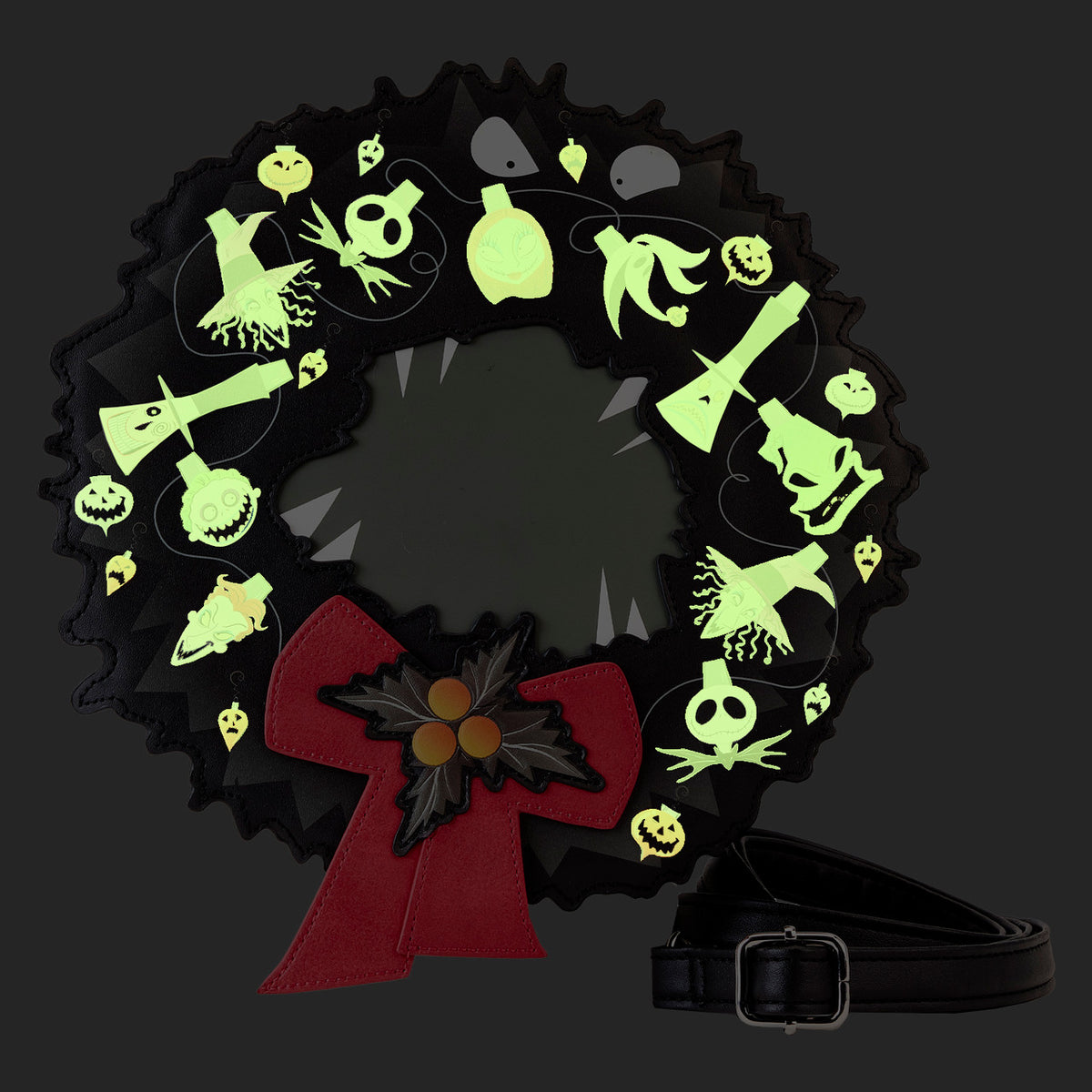 Loungefly Nightmare Before Christmas Wreath String Lights Glow Crossbody Bag-2