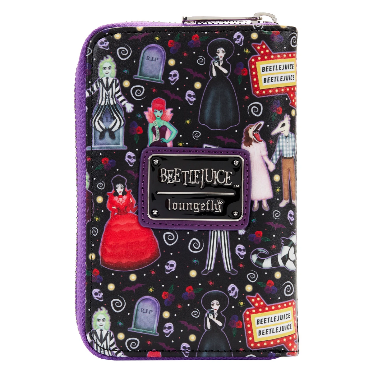 Loungefly Beetlejuice Icons Allover Print Zip-Around Wallet-2