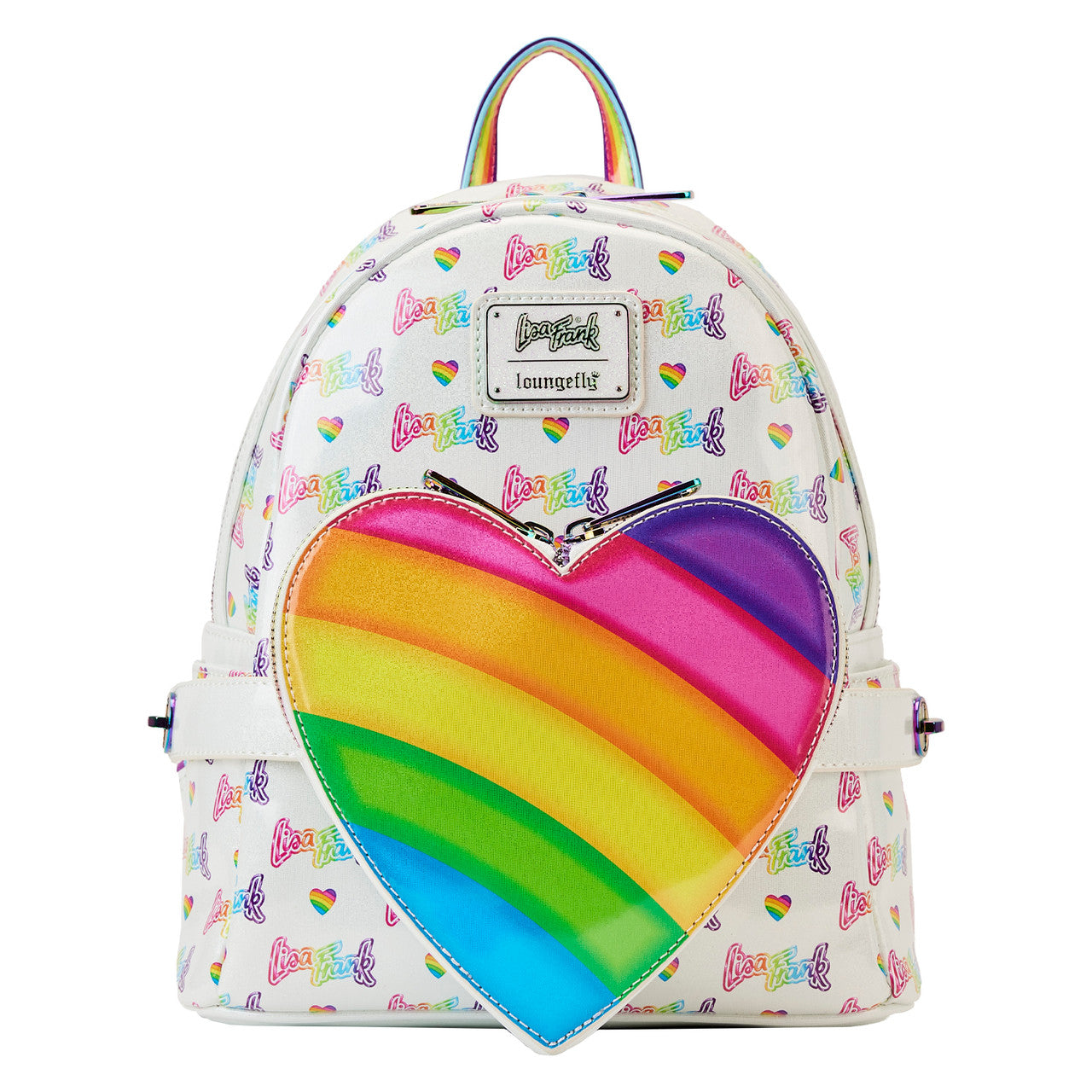Loungefly Lisa Frank logo heart detachable rainbow bag mini backpack-1