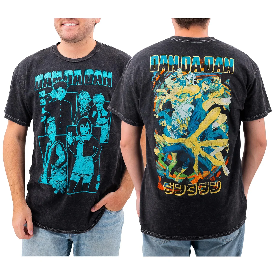 Dan Da Dan Character Blocks Blue Panels T-Shirt-1