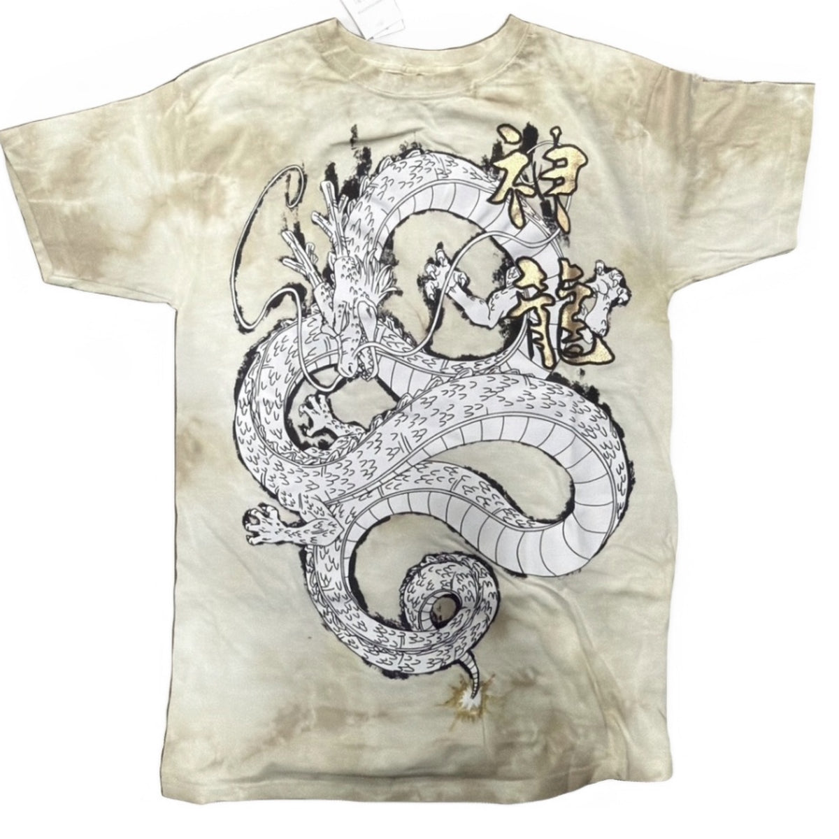 DRAGON BALL Z OVERSIZE DRAGON SHENRON FOIL KANJI WASH T SHIRT-1
