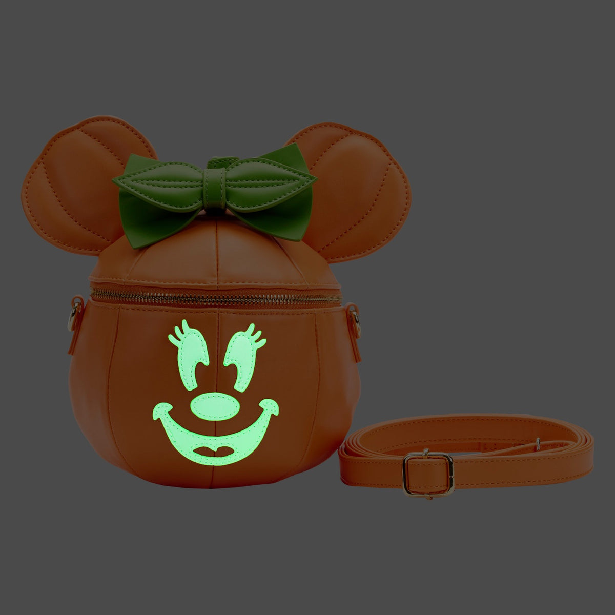 Loungefly Disney Glow Face Pumpkin Minnie Mouse Figural Crossbody Bag-3