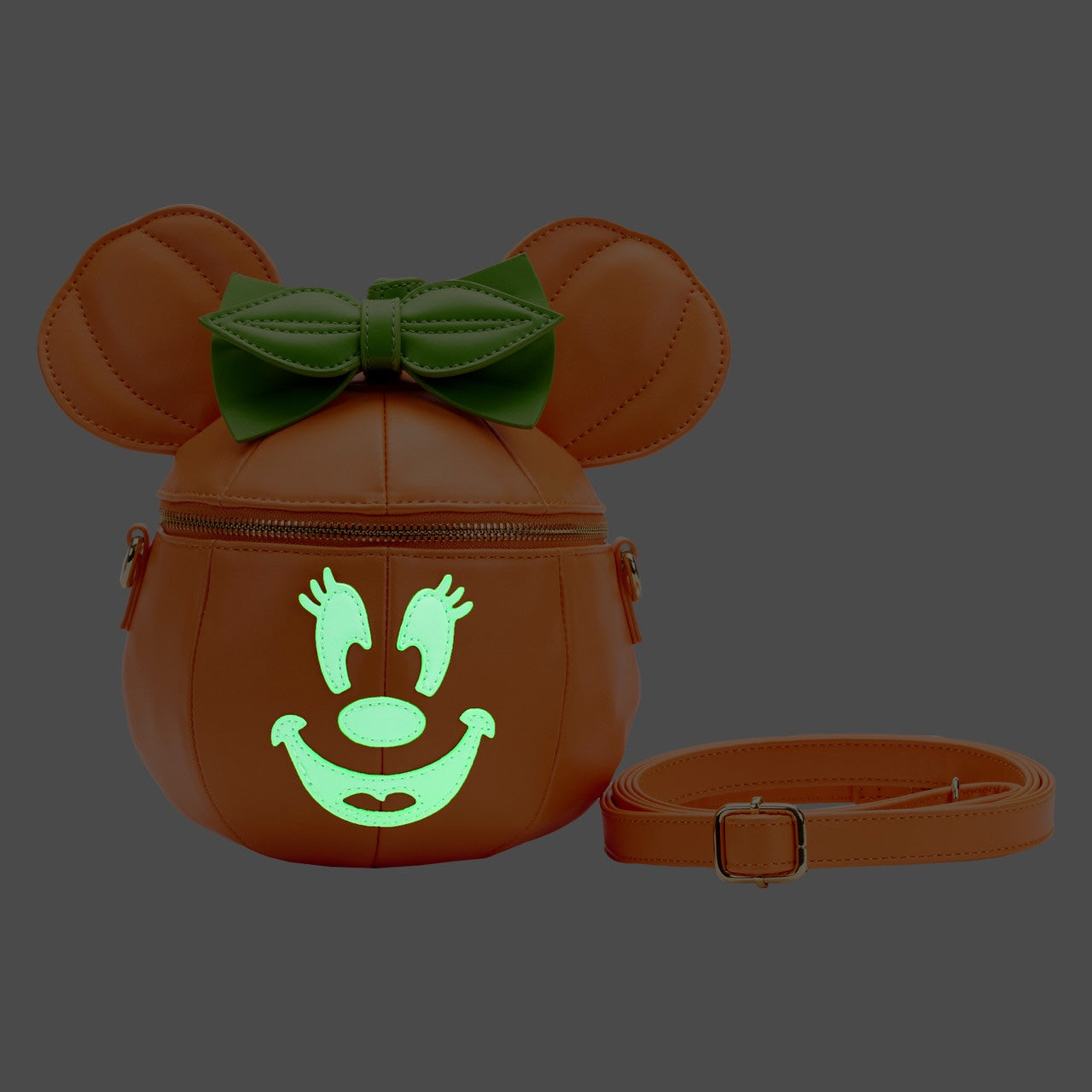 Loungefly Disney Glow Face Pumpkin Minnie Mouse Figural Crossbody Bag-zoom-3