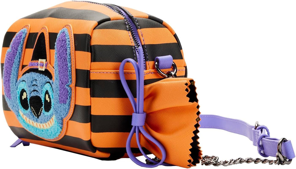 Loungefly Disney Lilo and Stitch Striped Halloween Candy Wrapper Crossbody Bag Purse